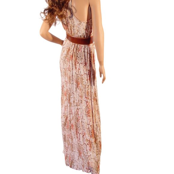 TEMPLE RO $168 Snake Print Boho Racer-Back Maxi Dress M - NEW - Made in USA - Picture 4 of 15